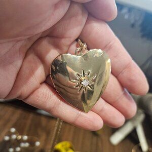 Oversize Gold Heart Locket Necklace